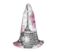 PHAYAH Poncho à capuche pour Halloween, sorcière, sorcellerie | Peinture à l'huile Paris Tour Eiffel Poncho à capuche pour cosplay, Halloween, fête costumée, bal masqué