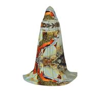 PHAYAH Poncho à capuche pour Halloween, sorcière, sorcellerie | Poncho à capuche avec motif de pêche à la mouche pour cosplay, Halloween, fête costumée, bal masqué