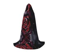 PHAYAH Poncho à capuche pour Halloween, sorcière, sorcellerie | Poncho à capuche motif rose rosée pour cosplay, Halloween, bal masqué