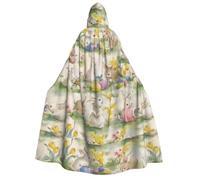 PHAYAH Poncho à capuche pour Halloween, sorcière, sorcellerie | Poncho à capuche vintage motif lapin lapin Pâques pour cosplay, Halloween, fête costumée, bal masqué