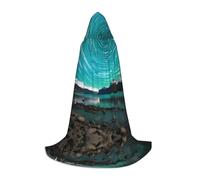 PHAYAH Poncho à capuche unisexe avec motif aurore boréale verte pour cosplay, Halloween, fête, bal masqué, taille S