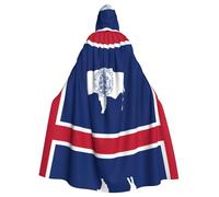 PHAYAH Poncho à capuche unisexe avec motif drapeau de l'État du Wyoming pour cosplay, Halloween, fête costumée, bal masqué