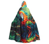 PHAYAH Poncho à capuche unisexe avec motif perroquet à tête rouge pour cosplay, Halloween, fête, bal masqué