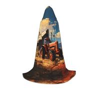 PHAYAH Poncho à capuche unisexe avec motif tracteur rouge de la ferme pour cosplay, Halloween, fête, bal masqué L