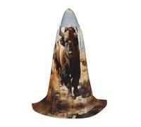 PHAYAH Poncho à capuche unisexe avec motif troupeau de bison d'Amérique du Nord pour cosplay, Halloween, fête, bal masqué, taille M