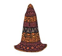 PHAYAH Poncho à capuche unisexe en tissu de boue africaine à motif tribal pour cosplay, Halloween, fête, bal masqué S