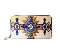 PHAYAH Portefeuille en cuir avec motif de peinture aborigène pour femmes, porte-cartes de crédit, pochette longue pour femme