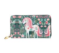 PHAYAH Portefeuille en cuir avec motif licorne et cheveux roses pour femme avec porte-cartes de crédit
