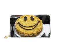 PHAYAH Portefeuille en cuir avec motif sourire sur le visage pour femme avec porte-cartes de crédit