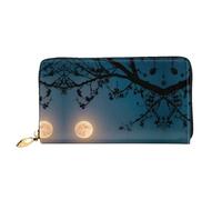 PHAYAH Portefeuille en cuir pour femme avec fermeture éclair sur le pourtour Full Moon High In The Sky