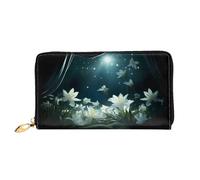 PHAYAH Portefeuille long en cuir avec fermeture éclair pour femme Motif Blossom In The Moonlight Porte-cartes de crédit Grande capacité