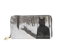 PHAYAH Portefeuille pour femme avec motif chat dans une veste, longue pochette zippée autour du sac à main en cuir, grande capacité, porte-cartes de crédit