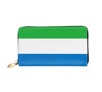 PHAYAH Portefeuille pour femme avec motif drapeau Sierra Leone - Longue pochette zippée - En cuir - Grande capacité - Porte-cartes de crédit