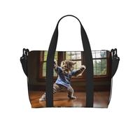 Phayah Punching Cat Sac de voyage, sac de sport, sac de sport, sac de week-end, sac de nuit pour femme, noir, taille unique, Noir/blanc, One Size