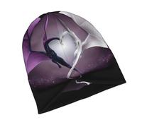 PHAYAH Purple and Wirte Bonnet tricoté unisexe motif dragons pour homme et femme