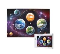 Phayah Puzzle 1000 pièces en bois pour adultes et enfants, kit de bricolage, décoration d'intérieur, 75 x 50 cm, motif planètes du monde extraterrestre