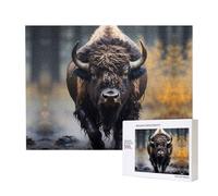 Phayah Puzzle 500 pièces en bois pour adultes et enfants, décoration d'intérieur, 52 x 38 cm, motif bison d'Amérique du Nord