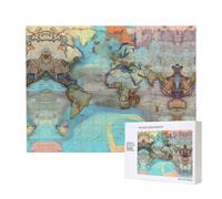 Phayah Puzzle carte du monde de dessin animé pour adultes 500 pièces jouets de développement de l'intelligence des enfants 20,4 x 38,1 cm