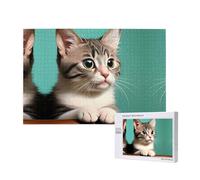 Phayah Puzzle chat curieux pour adultes 1000 pièces. Décoration d'intérieur, fête d'anniversaire pour homme et femme, 75 x 50 cm