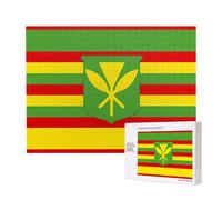 Phayah Puzzle de 500 pièces avec drapeau hawaïen autochtone - Puzzle en bois pour famille, ami, décoration d'intérieur, art mural - 20,4 x 38,1 cm