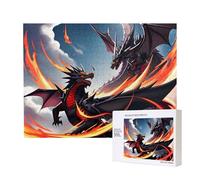 Phayah Puzzle de bataille double dragon 500 pièces pour puzzle en bois pour famille, ami, décoration d'intérieur, art mural, 50,4 x 38,1 cm
