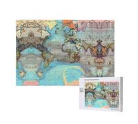 Phayah Puzzle de carte du monde de dessin animé pour adultes 1000 pièces jouets de développement de l'intelligence des enfants 29,5 x 19,7