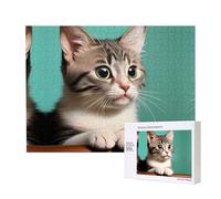 Phayah Puzzle en bois 500 pièces pour adultes et enfants - Décoration d'intérieur - 52 x 38 cm - Motif chat curieux