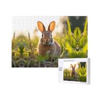 Phayah Puzzle lapin dans l'herbe 300 pièces pour puzzle en bois pour la famille, les amis, décoration d'intérieur, art mural, 30,9 x 27,9 cm