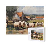 Phayah Puzzle mignon animaux de la ferme 500 pièces pour puzzle en bois pour famille, ami, décoration d'intérieur, art mural, 20,4 x 38,1 cm