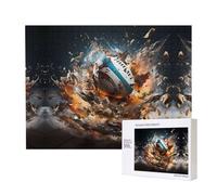 Phayah Puzzle Rugby On Fire pour adultes 500 pièces. Décoration d'intérieur, fête d'anniversaire pour homme et femme, 20,4 x 38,1 cm