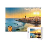 Phayah Puzzle Sunset In Barcelona pour adultes - 300 pièces - Décoration d'intérieur - Fête d'anniversaire pour homme et femme - 15,7 x 27,9 cm