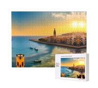 Phayah Puzzle Sunset In Barcelona pour adultes - 500 pièces - Décoration d'intérieur - Fête d'anniversaire pour homme et femme - 20,4 x 38,1 cm