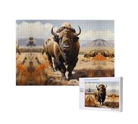 Phayah Puzzles en bois de troupeau de bison d'Amérique du Nord - 1000 pièces - Puzzle en bois pour famille, ami, décoration murale - 29,5 x 50 cm