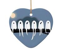 Phayah Rang de fantômes dans un arbre motif Hristmas en céramique en forme de cœur Décoration de sapin de Noël