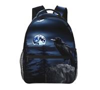 PHAYAH Raven In The Night Sac à dos décontracté pour ordinateur portable pour homme et femme pour garçons et filles Sac à dos léger
