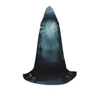 PHAYAH Robe à capuche avec motif de citrouille et lumières de forêt brumeuse pour Halloween, sorcière, sorcellerie, Noël, cosplay, bal masqué, fête, cadeau, taille L