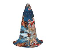 PHAYAH Robe à capuche avec motif de joyeux Noël pour Halloween, sorcière, sorcellerie, cape de Noël, cosplay, bal masqué, fête, cadeau, costume S