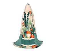 PHAYAH Robe à capuche motif de petite plante verte de dessin animé pour Halloween, sorcière, sorcellerie, Noël, cosplay, bal masqué, fête, cadeau, taille S