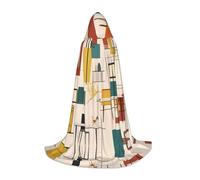 PHAYAH Robe à capuche motif moderne du milieu du siècle pour Halloween, sorcière, sorcellerie, cape de Noël, cosplay, bal masqué, fête, cadeau, costume S