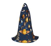 PHAYAH Robe à capuche motif planètes du système solaire pour Halloween, sorcière, sorcellerie, cape de Noël, cosplay, bal masqué, fête, cadeau, costume L