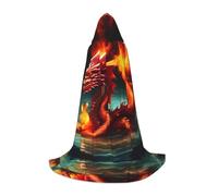 PHAYAH Robe à capuche motif Roi dragon dans le feu pour Halloween, sorcière, sorcellerie, cape de Noël, cosplay, bal masqué, fête, cadeau, taille S