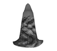 PHAYAH Robe à capuche noire avec motif panda à plumes pour Halloween, sorcière, sorcellerie, Noël, cosplay, bal masqué, fête, cadeau, costume S