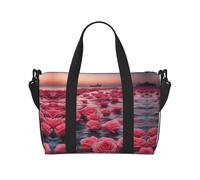Phayah Roses By The Sea Sac de voyage, sac de sport, sac de sport, sac de week-end à bandoulière pour femme, noir, taille unique, Noir/blanc, One Size
