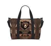 Phayah Rustic Bear Sac de voyage fourre-tout pour femme et fille Résistant à l'eau Noir Taille unique, Noir/blanc, One Size