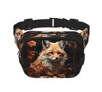Phayah Sac banane Fox And Flowers pour homme et femme avec sangle réglable pour l'extérieur, l'entraînement, les voyages, la course à pied, la randonnée, le cyclisme