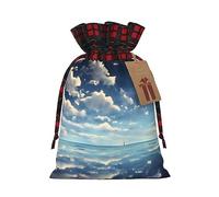 PHAYAH Sac cadeau de Noël avec cordon de serrage Motif nuages blancs sur la mer Pour anniversaires, anniversaires et fêtes, bonbons et sacs de rangement