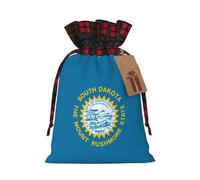 PHAYAH Sac cadeau en toile de jute avec cordon de serrage Motif drapeau du Dakota du Sud - Sac de rangement adapté pour Noël, fête d'anniversaire