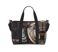 Phayah Sac de voyage à bandoulière avec chapeau de cowboy noir et bottes occidentales, idéal pour l'école ou la nuit