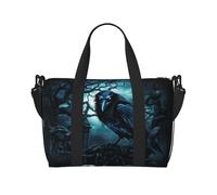 Phayah Sac de voyage à bandoulière motif corbeau bleu et noir, idéal pour l'école ou la nuit