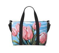 Phayah Sac de voyage à bandoulière motif tulipe rose, idéal pour l'école ou la nuit
